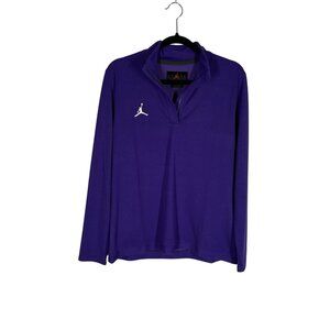 Nike Air Jordan Women SZ L Purple 1/4 Zip Collared Long Sleeve Pullover Top NWT